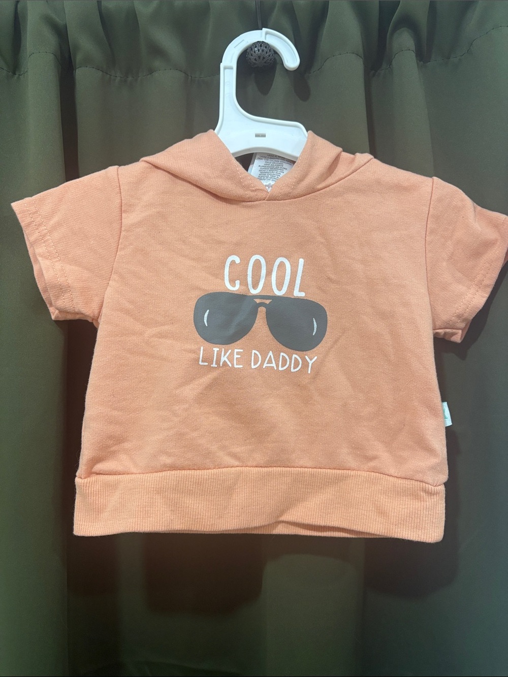 Kids Peach 'Cool Like Daddy' Hooded Tee Shirt